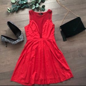 C. Luce red dress with mesh inlay size small